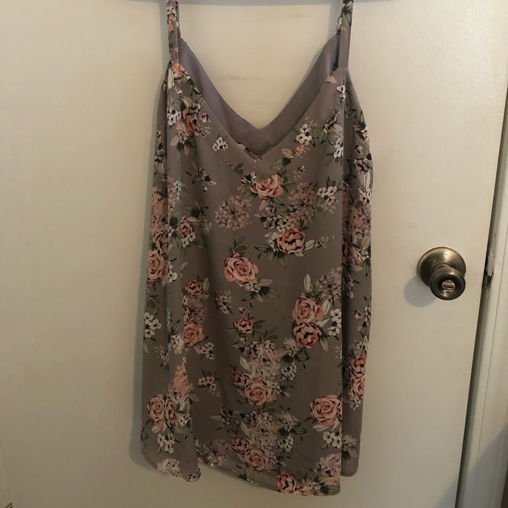 Gray Floral Tank